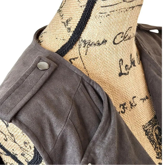 ASTR Women's Regular Suede Moto Jacket Vest Size Medium Gun Metal Gray - Picture 4 of 16